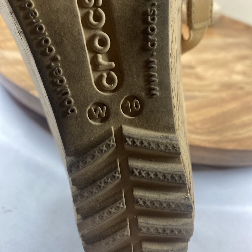 Crocs A leigh Womens Cork Brown Size 10 Heeled Strappy Sandals - Picture 7 of 8